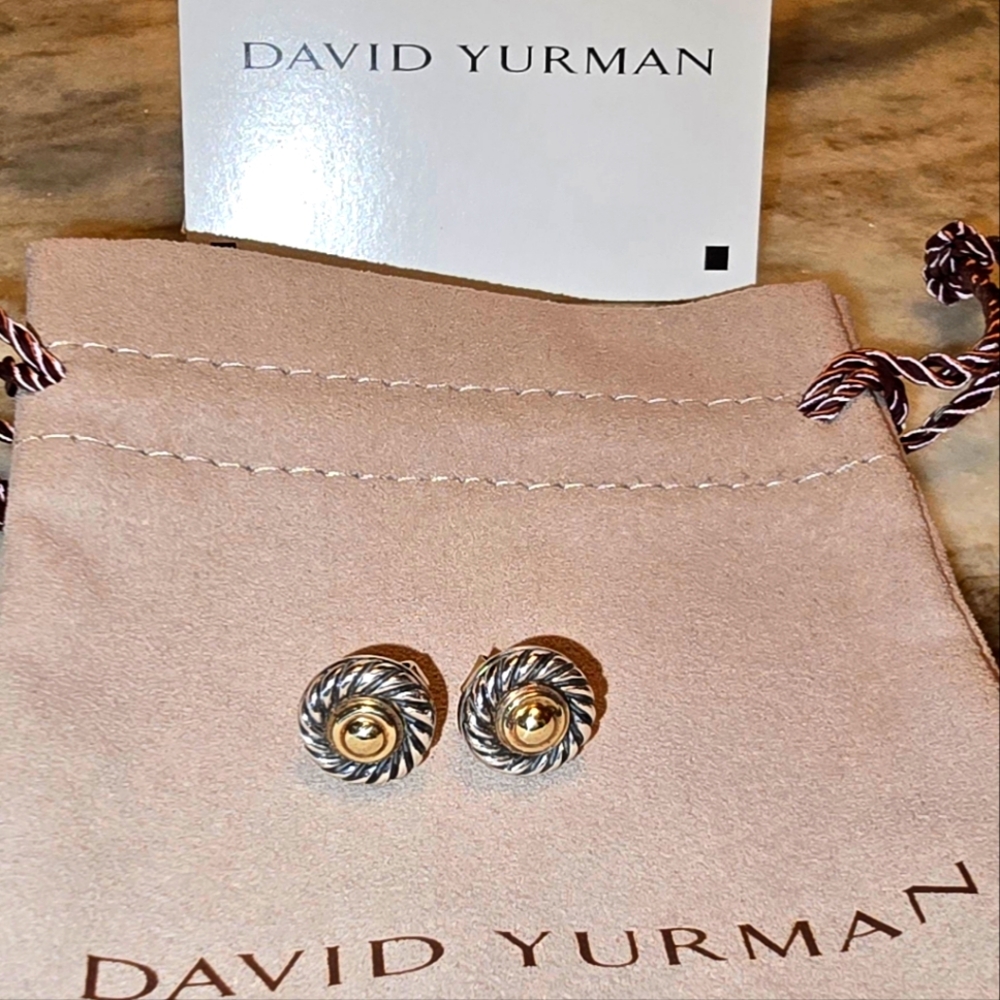 David Yurman Sterling/Gold button studs